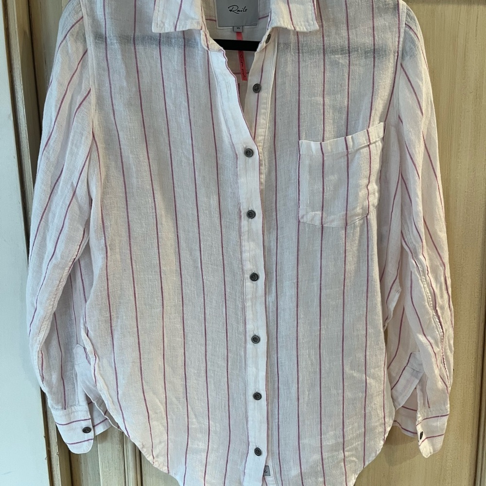 Rails X Free People Charli Button Down Linen Berr… - image 7